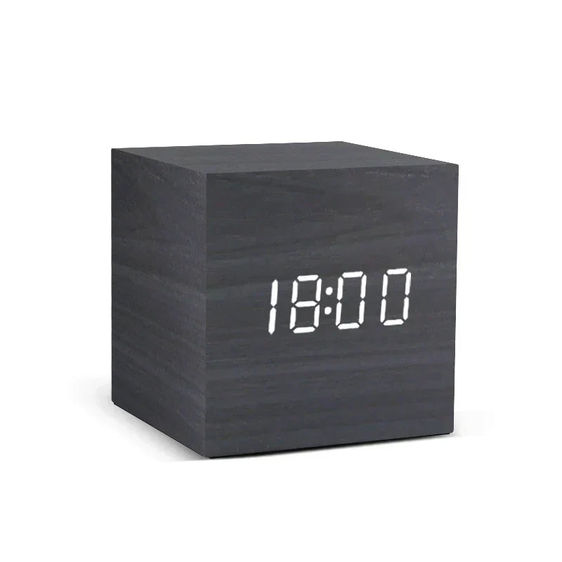 PureTimeGlow | Multifunktionale LED-Uhr aus Holz - Brezella