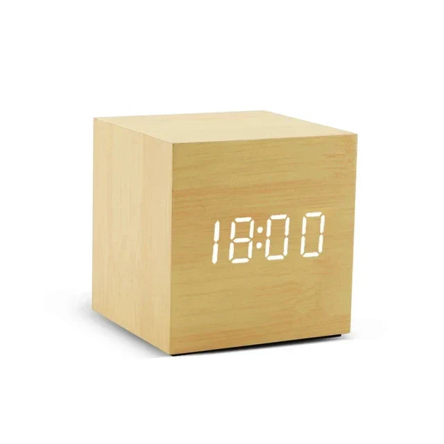 PureTimeGlow | Multifunktionale LED-Uhr aus Holz - Brezella