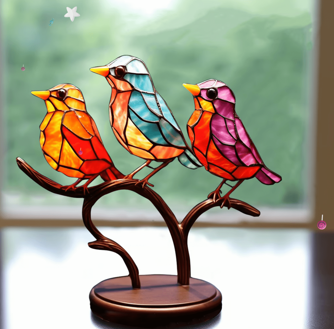 VitraVogel | Farbenfrohes Glasvogel-Ornament für magische Akzente - Brezella