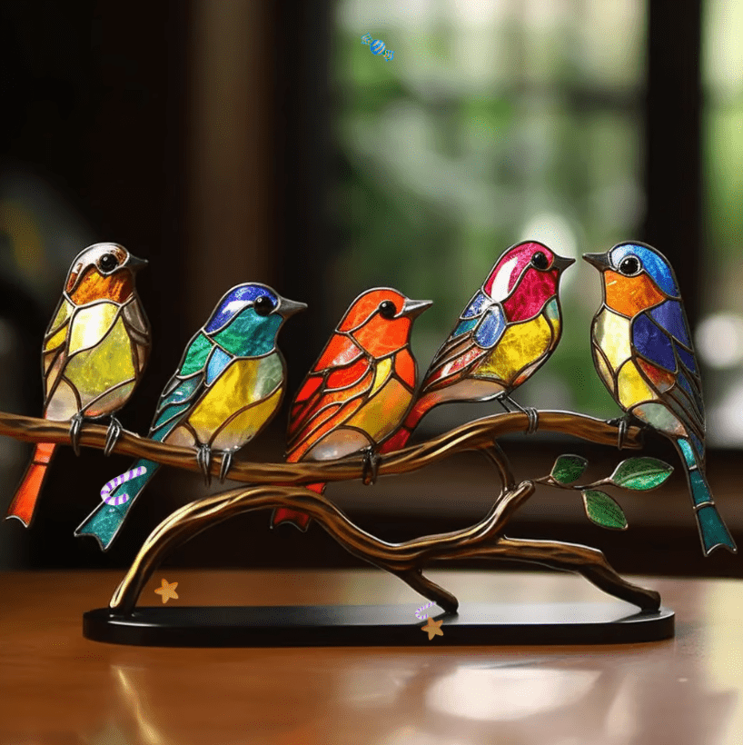 VitraVogel | Farbenfrohes Glasvogel-Ornament für magische Akzente - Brezella