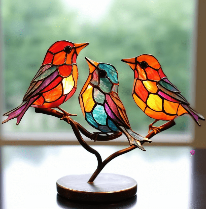 VitraVogel | Farbenfrohes Glasvogel-Ornament für magische Akzente - Brezella