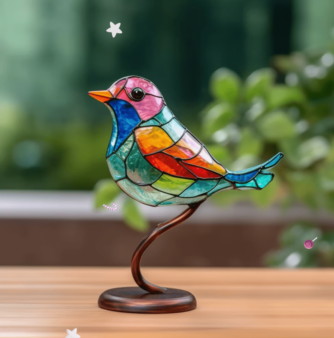 VitraVogel | Farbenfrohes Glasvogel-Ornament für magische Akzente - Brezella