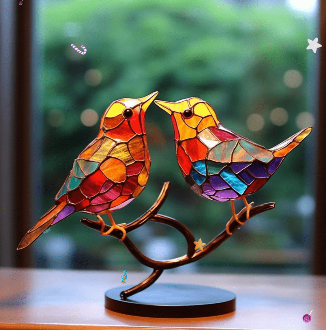VitraVogel | Farbenfrohes Glasvogel-Ornament für magische Akzente - Brezella