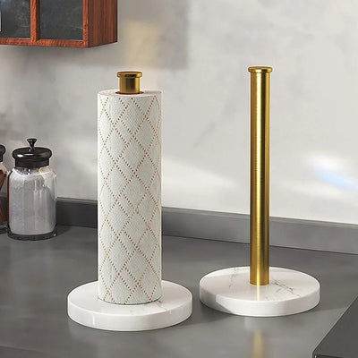 MarbleLux | Eleganter Küchenrollenhalter mit Marmor und Goldakzenten - Brezella