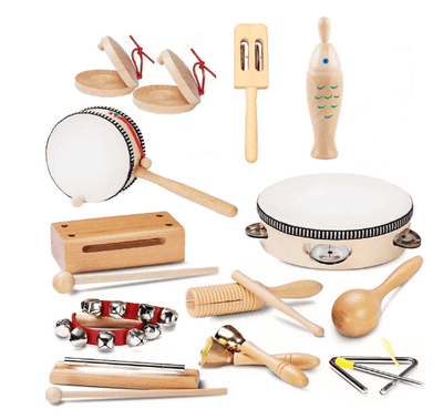 KlangSchatz | 12 handgefertigte Holz-Instrumente für kleine Musiker - Brezella