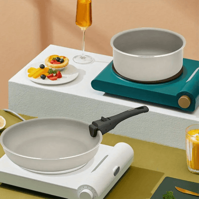 TravelPan | Leichtgewichtiges Pfannenset mit Flexiblen Griff - Brezella