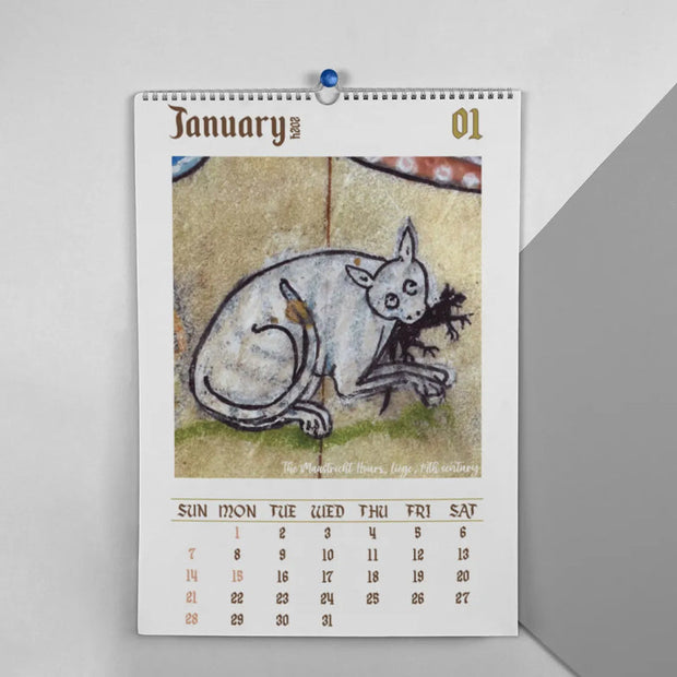 FelineChronik | Kunstvolle Katzenkalender für 2024 mit Historischen Akzenten - Brezella