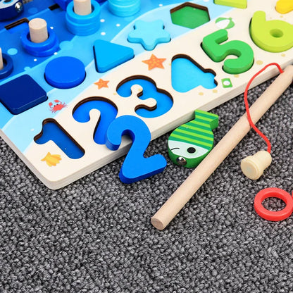 LernFisch | Montessori Holzspiel zum Angeln & Formenlernen - Brezella