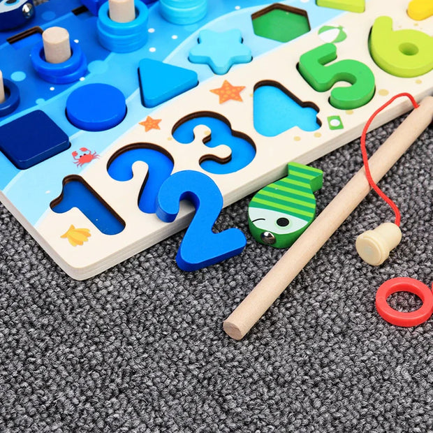 LernFisch | Montessori Holzspiel zum Angeln & Formenlernen - Brezella