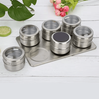 GewürzFix | Set aus 6 magnetischen Gewürzdosen für mehr Übersicht - Brezella