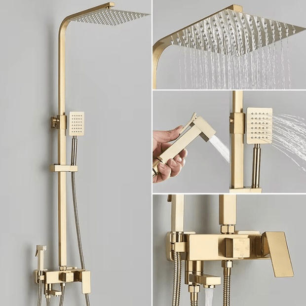 AquaBrass | Luxus-Messing-Duscharmatur mit Regenbrause - Brezella