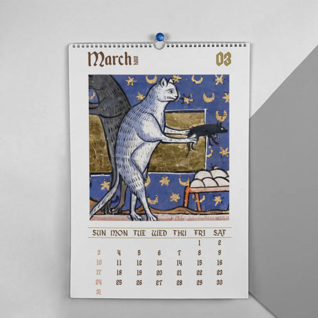 FelineChronik | Kunstvolle Katzenkalender für 2024 mit Historischen Akzenten - Brezella