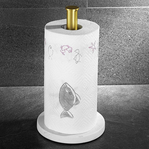 MarbleLux | Eleganter Küchenrollenhalter mit Marmor und Goldakzenten - Brezella