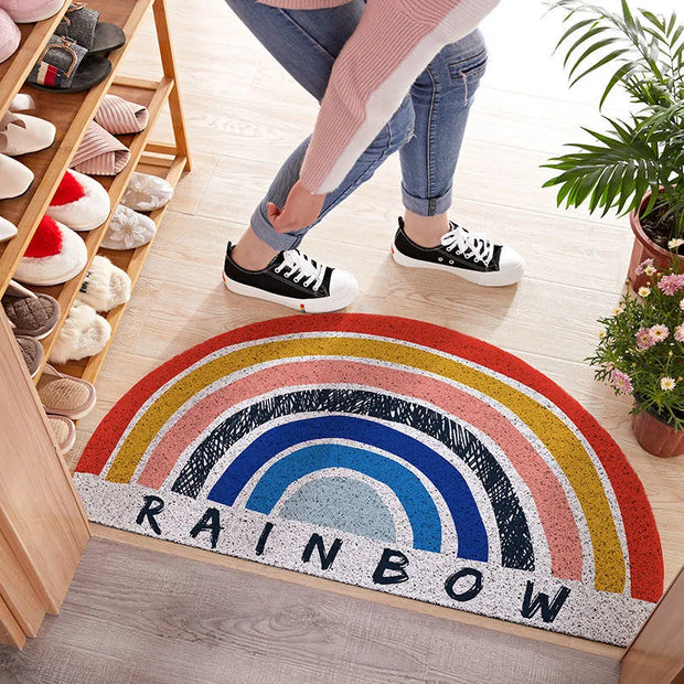 VibrantTritt | Regenbogen-Türmatte in halbrunder Form - Brezella