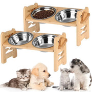 PawLuxe | Edles Futterstation aus Bambus und Edelstahl - Brezella