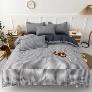 LandhausLinen | Stilvolles Streifen-Karo-Bettwäscheset - Brezella
