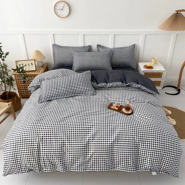 LandhausLinen | Stilvolles Streifen-Karo-Bettwäscheset - Brezella