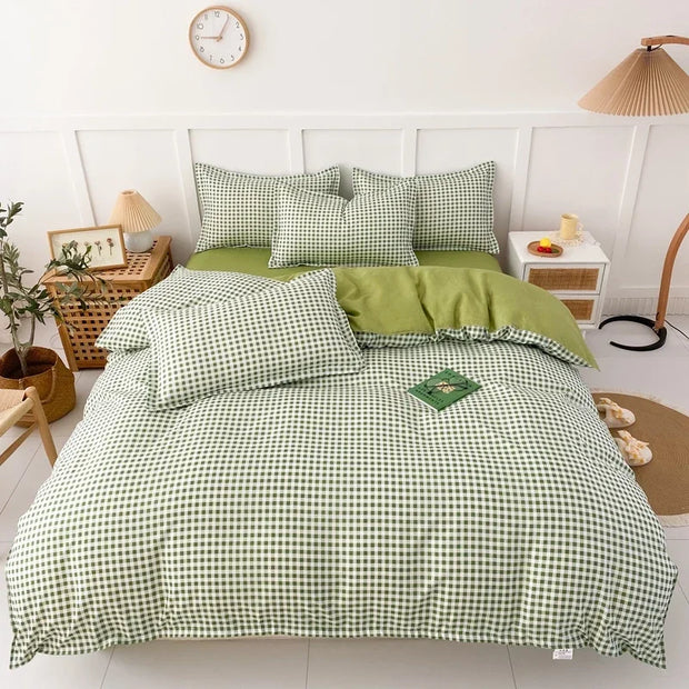 LandhausLinen | Stilvolles Streifen-Karo-Bettwäscheset - Brezella