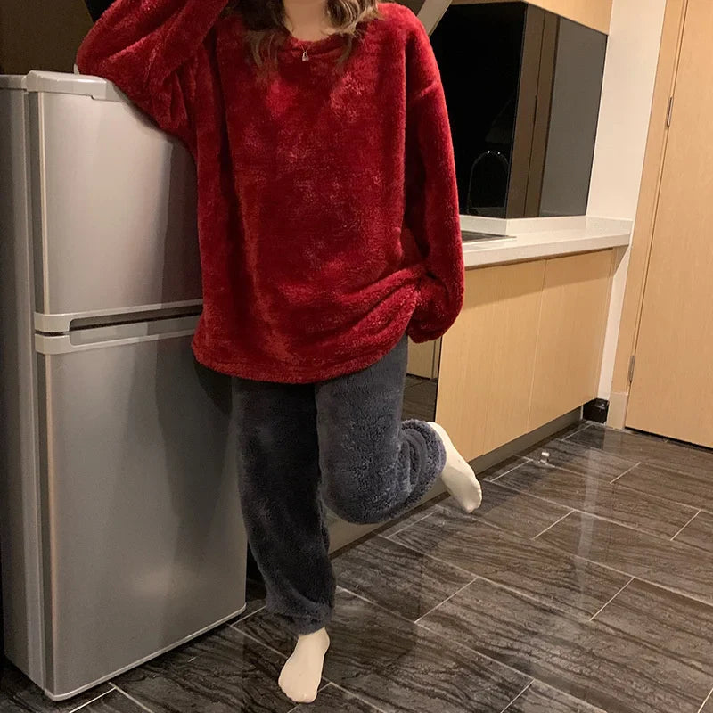 FluffigeNacht | Damen Pyjama Set aus weichem Fleece - Brezella
