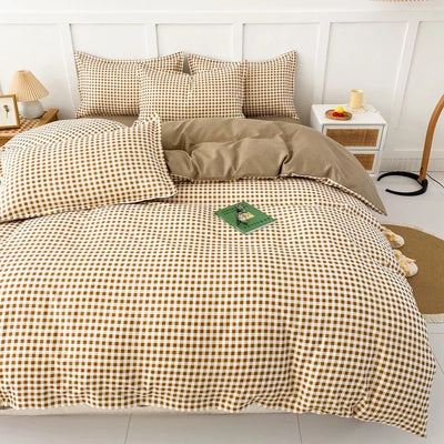 LandhausLinen | Stilvolles Streifen-Karo-Bettwäscheset - Brezella