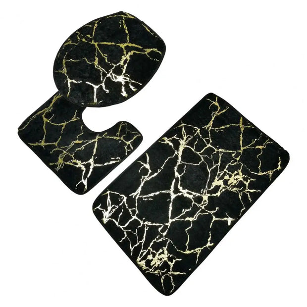 OpulentMarble | Luxus-WC-Matten-Set mit Streifen - Brezella