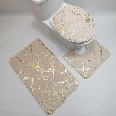 OpulentMarble | Luxus-WC-Matten-Set mit Streifen - Brezella