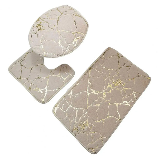 OpulentMarble | Luxus-WC-Matten-Set mit Streifen - Brezella