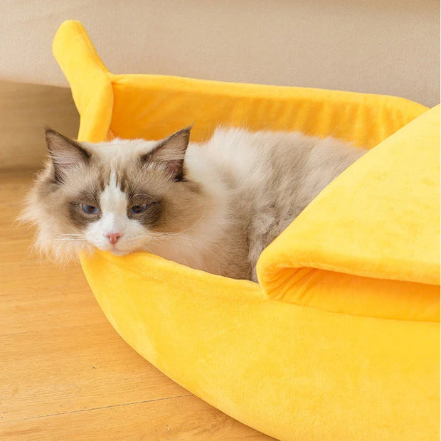 CuddleBanana | Lustiges und warmes Katzenbett mit Stil - Brezella