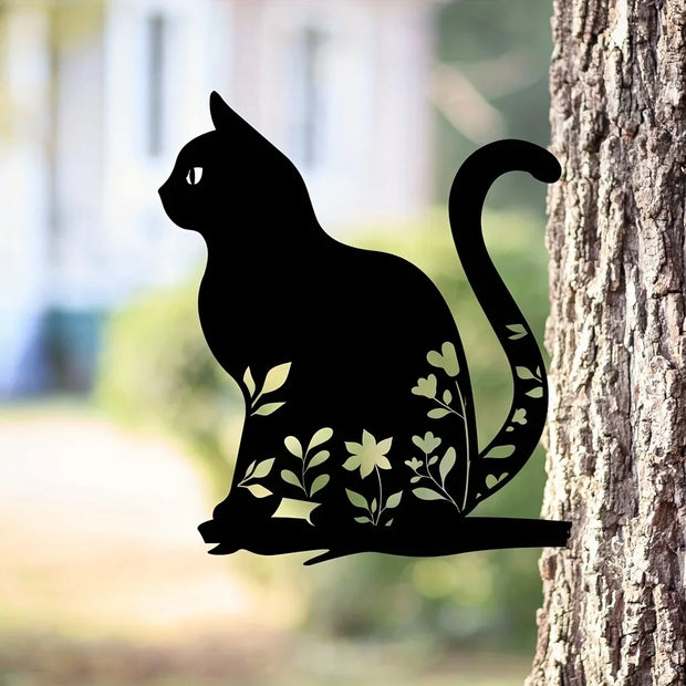 KatzenHarmonie | Metall-Silhouette einer Katze für den Garten - Brezella