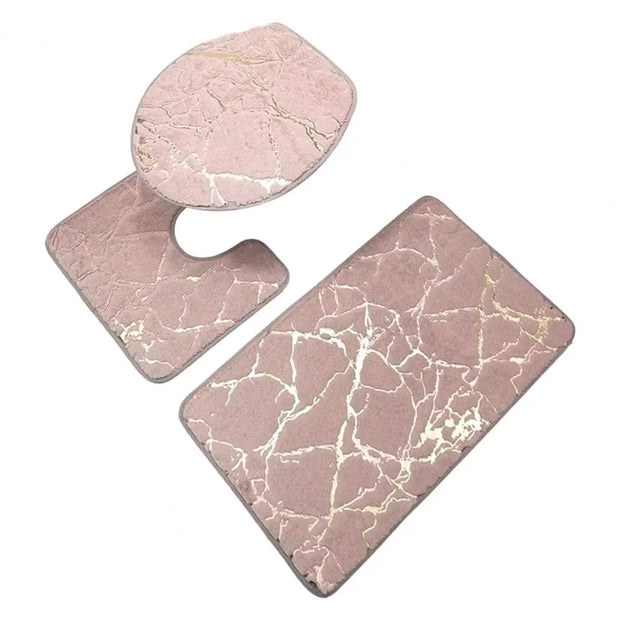 OpulentMarble | Luxus-WC-Matten-Set mit Streifen - Brezella