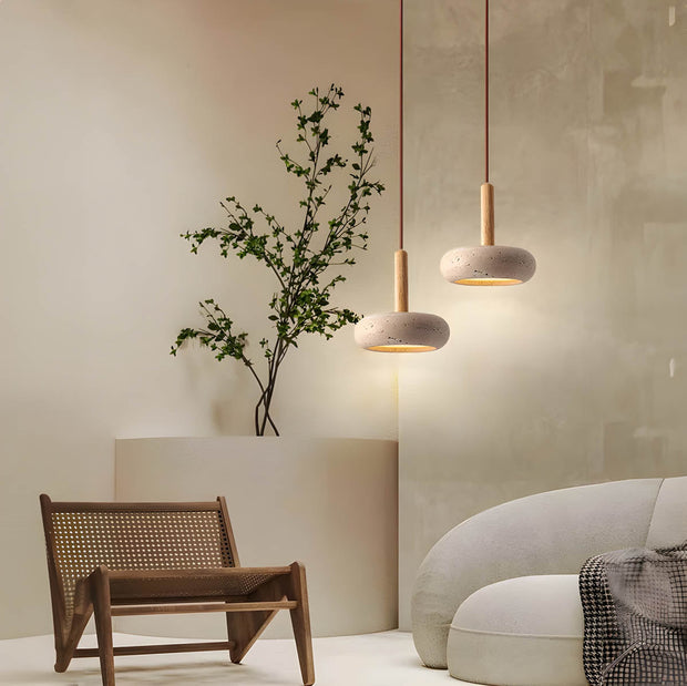 NaturLicht | Zeitlose Deckenlampe aus edlem Travertinstein - Brezella