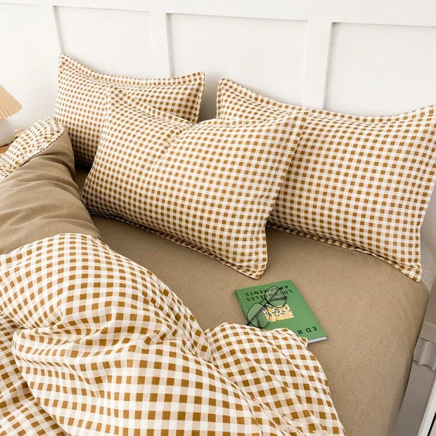 LandhausLinen | Stilvolles Streifen-Karo-Bettwäscheset - Brezella