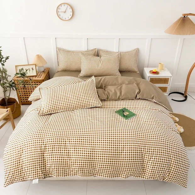 LandhausLinen | Stilvolles Streifen-Karo-Bettwäscheset - Brezella
