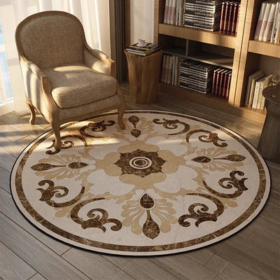 LuxuryVibe | Runder Teppich im amerikanischen Design für das Schlafzimmer - Brezella