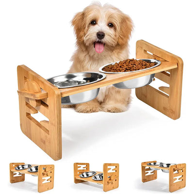 BambooFeast | Ergonomischer Futter- und Wassernapf für Haustiere - Brezella