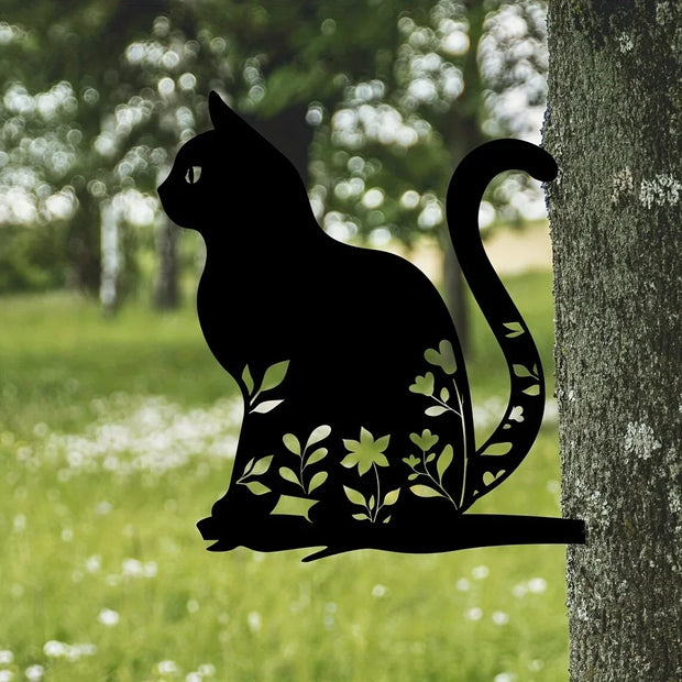 KatzenHarmonie | Metall-Silhouette einer Katze für den Garten - Brezella