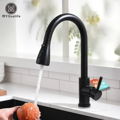 ShadowFlow | Elegante Küchenarmatur mit ausziehbarem Brausekopf - Brezella