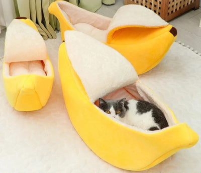 CuddleBanana | Lustiges und warmes Katzenbett mit Stil - Brezella