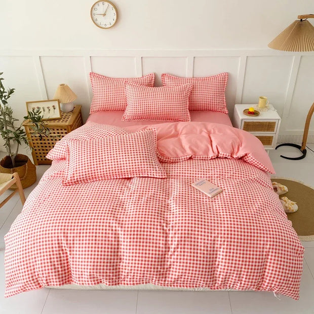 LandhausLinen | Stilvolles Streifen-Karo-Bettwäscheset - Brezella