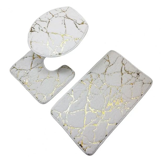 OpulentMarble | Luxus-WC-Matten-Set mit Streifen - Brezella