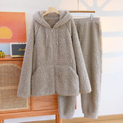 SchlafKuschel | Weiches Fleece-Pyjama-Set in Koral für Damen - Brezella