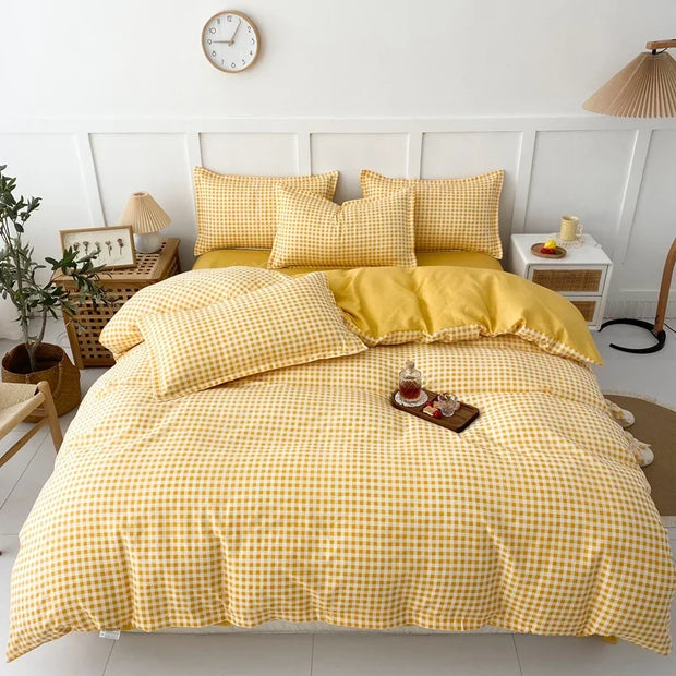 LandhausLinen | Stilvolles Streifen-Karo-Bettwäscheset - Brezella