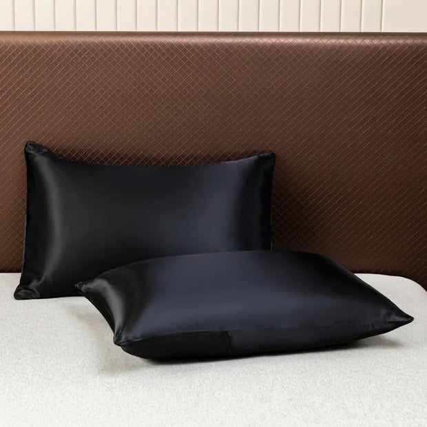 EleganzSchwarz | Satin-Bettwäsche in edlem Schwarz - Brezella