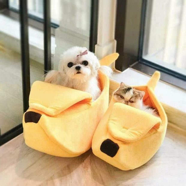 CuddleBanana | Lustiges und warmes Katzenbett mit Stil - Brezella