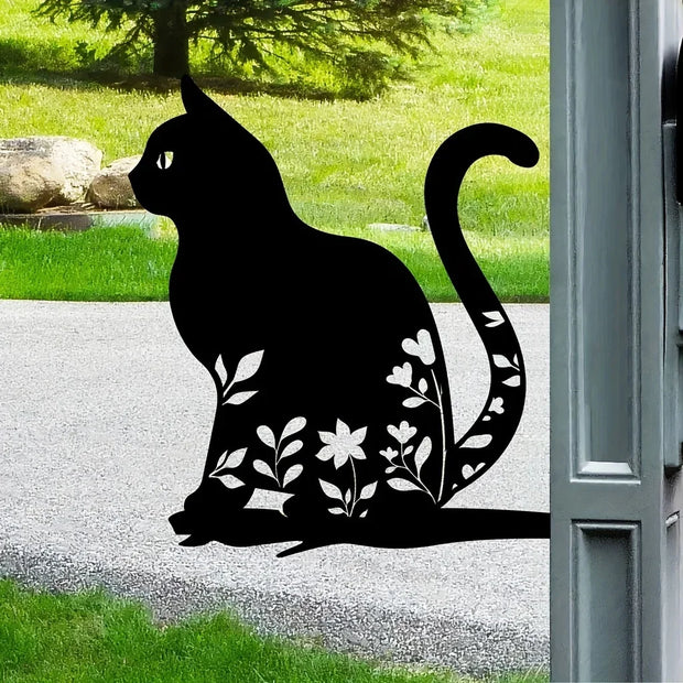 KatzenHarmonie | Metall-Silhouette einer Katze für den Garten - Brezella