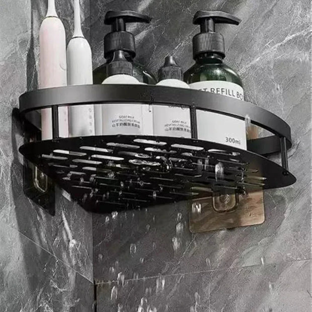 HydroHold | Stilvolles Aluminium-Eckregal für Shampoo und Seife - Brezella