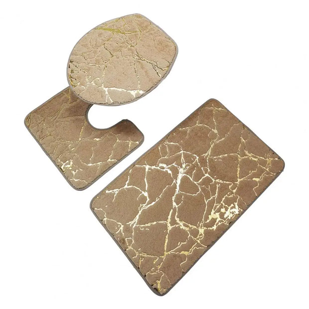 OpulentMarble | Luxus-WC-Matten-Set mit Streifen - Brezella