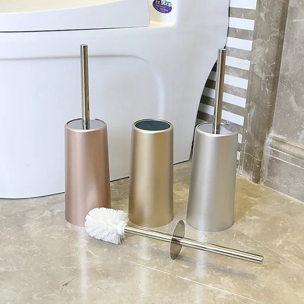 OpulentBrush | Stilvolle goldene Toilettenbürste mit Halterung - Brezella