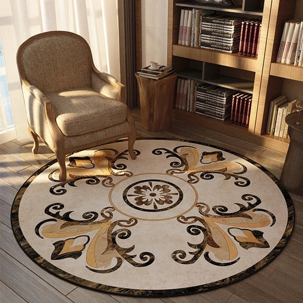 LuxuryVibe | Runder Teppich im amerikanischen Design für das Schlafzimmer - Brezella