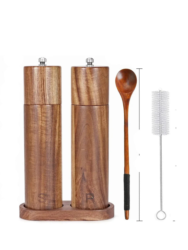 VivoMills | Premium-Gewürzmühlenset mit Tablett für eine luxuriöse Küche - Brezella